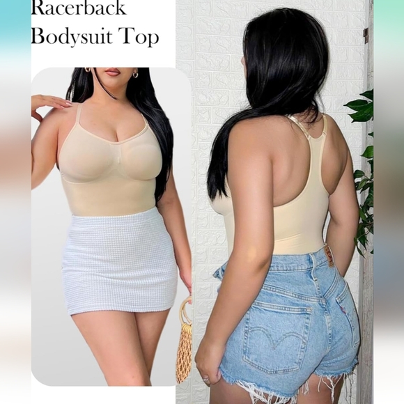 NWOT Yianna Seamless Racerback Shapewear Bodysuit Bodyshaper, S/M, Nude/Beige - Picture 4 of 7